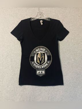 Next Level Women’s S Black V-Neck Graphic Tee Vegas Born Sz S